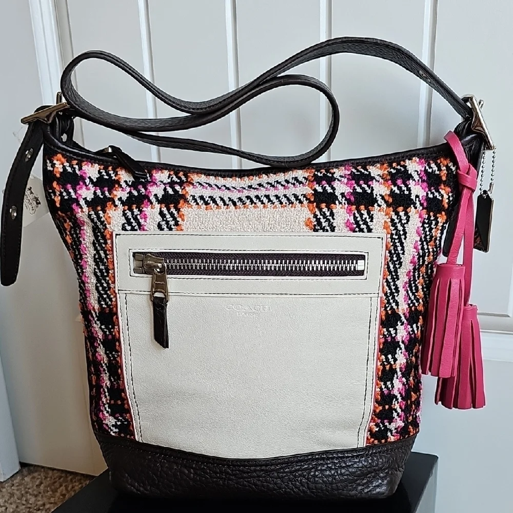 Coach 2012 NWT Tattersall Wool Leather Shoulder Bag
